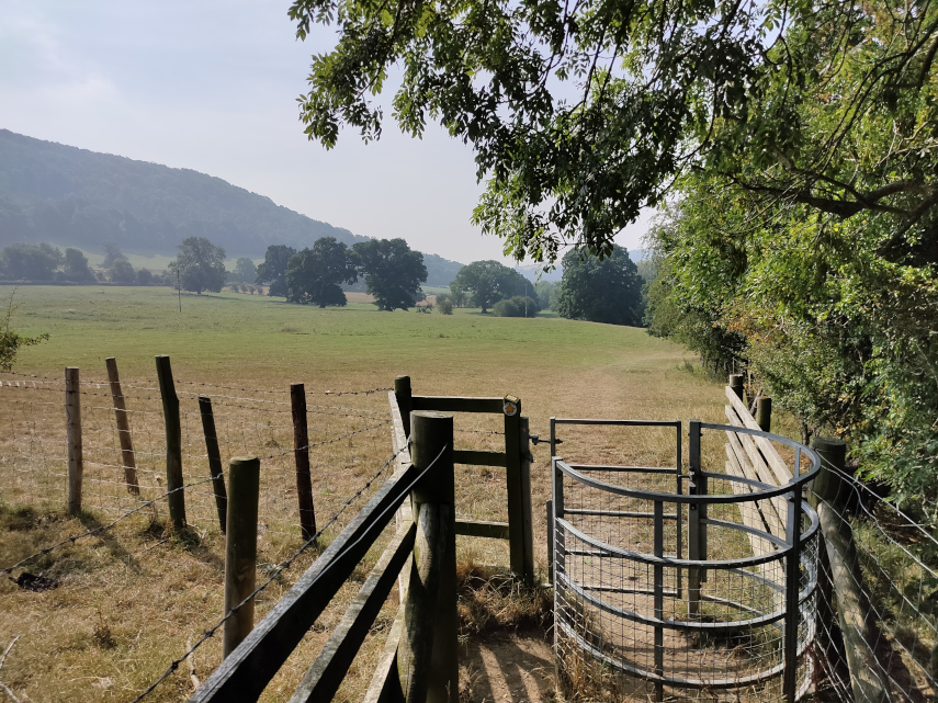 View of the countryside on the riverside walk, Craven Arms, Shropshire, Great Britain