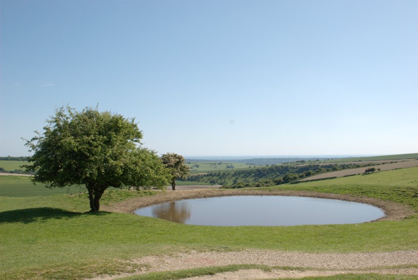 A Dew Pond, Ditchling Beacon, Sussex, England, Great Britain