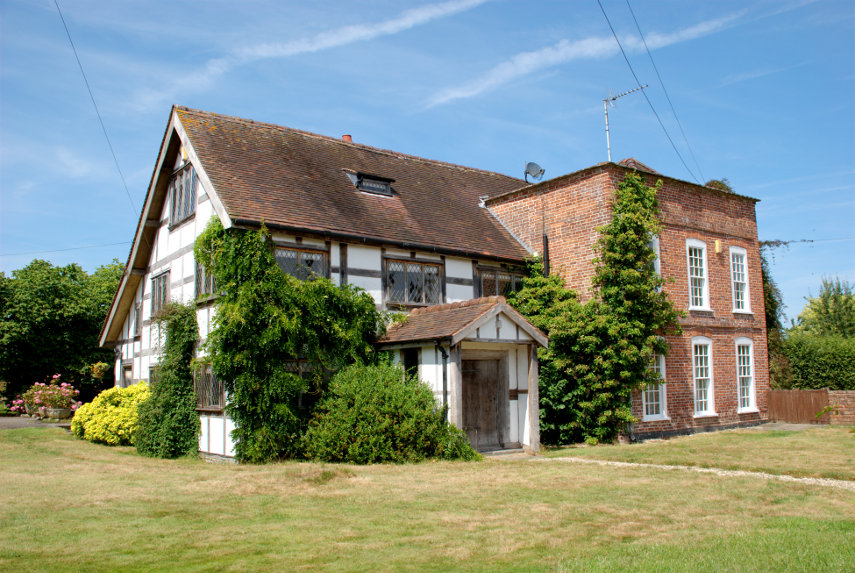 Timber-framed House with Georgian Extension, Eardisland, Herefordshire, England, Great Britain