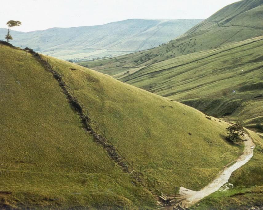 View of a footpath near Edale, Derbyshire, England