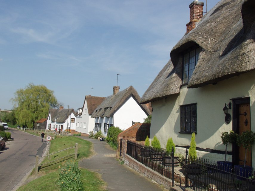 A group of thatched cottages, Finchingfield, Essex, England
