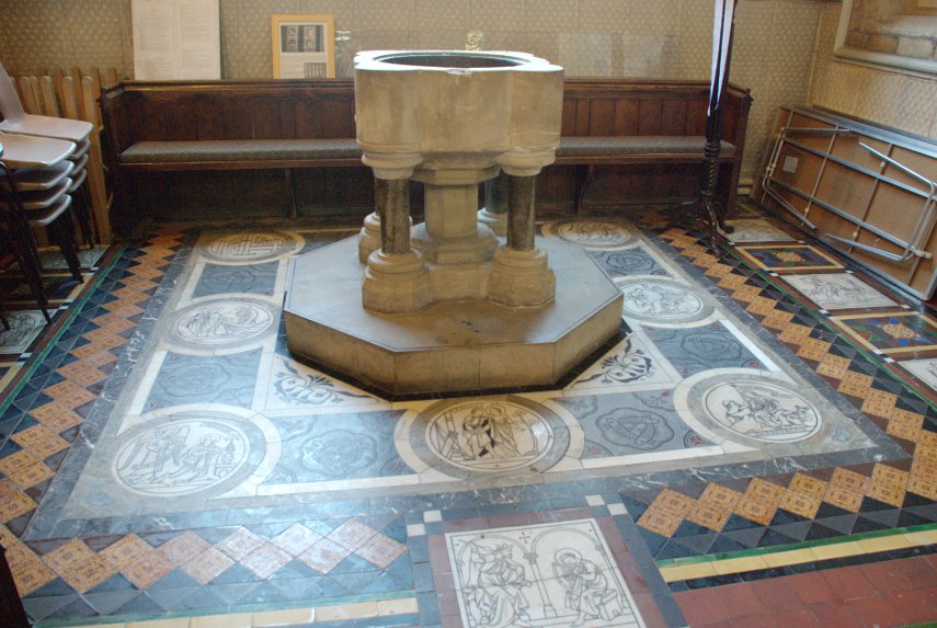 The Font, St. John the Baptist Church, Frome, Somerset, England, Great Britain