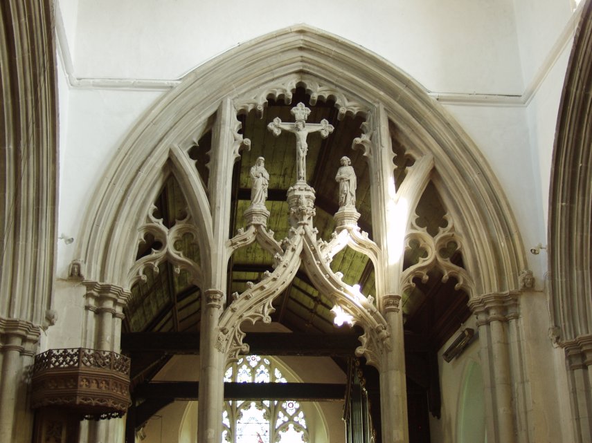 The Medieval Stone Rood Screen, St. Mary's Church, Great Bardfield, Essex, England, Great Britain