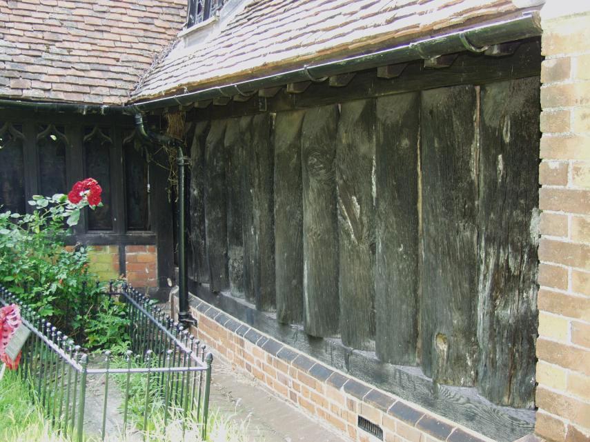The Log Walls, Church of St. Andrew, Greensted, Essex, England, Great Britain