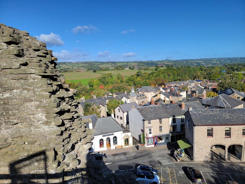 View from Hay Castle, Hay-on-Wye, Brecknockshire, Wales