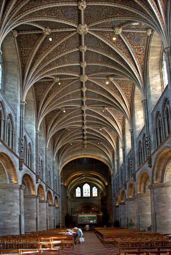 The Nave, Hereford Cathedral, Hereford, Herefordshire, England, Great Britain