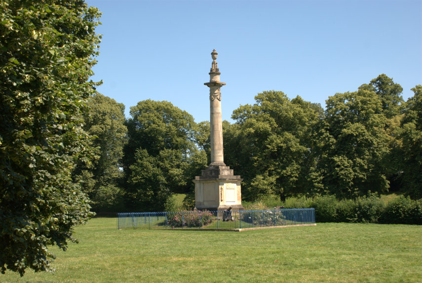 The Nelson Monument on Castle Green, Hereford, Herefordshire, England, Great Britain