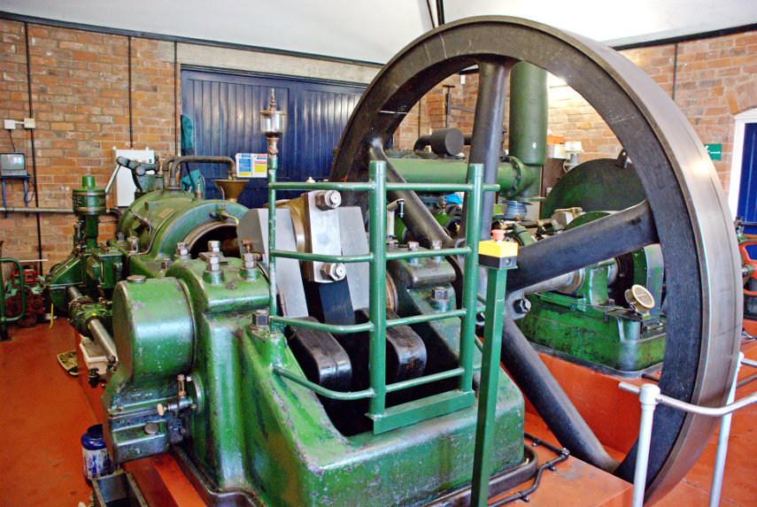 The Tangye Single Cylinder semi-diesel engine, Waterworks Museum, Hereford, Herefordshire, England, Great Britain