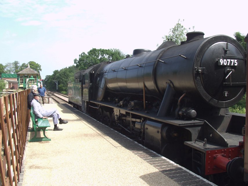 Steam locomotive at Weybourne Station on the North Norfolk Railway, Weybourne, Norfolk, England