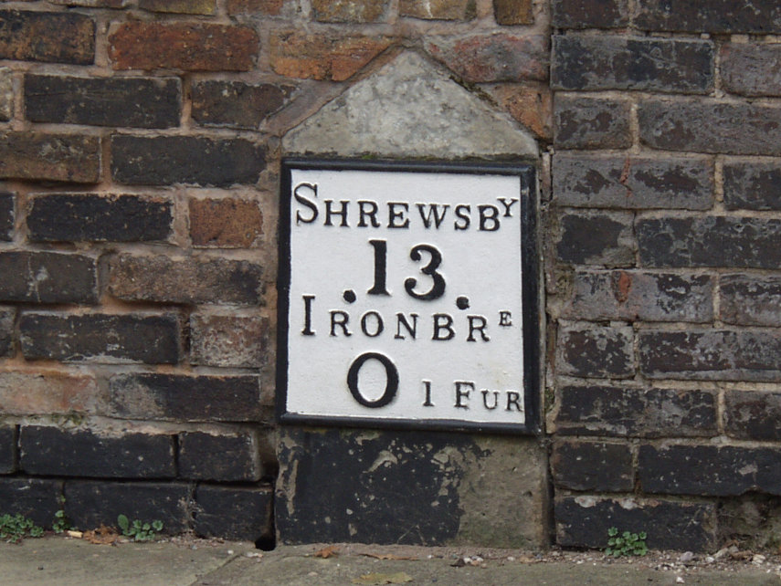 An Old Mile Post, Ironbridge, Shropshire, England, Great Britain