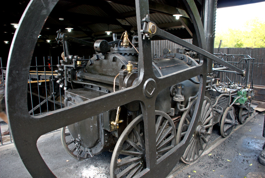 A working replica of Trevithick's locomotive, Blists Hill, Ironbridge, Shropshire, England, Great Britain