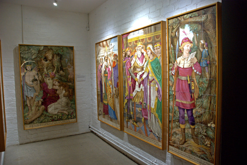 Pictures composed of tiles, Jackfield Tile Museum, Ironbridge, Shropshire, England