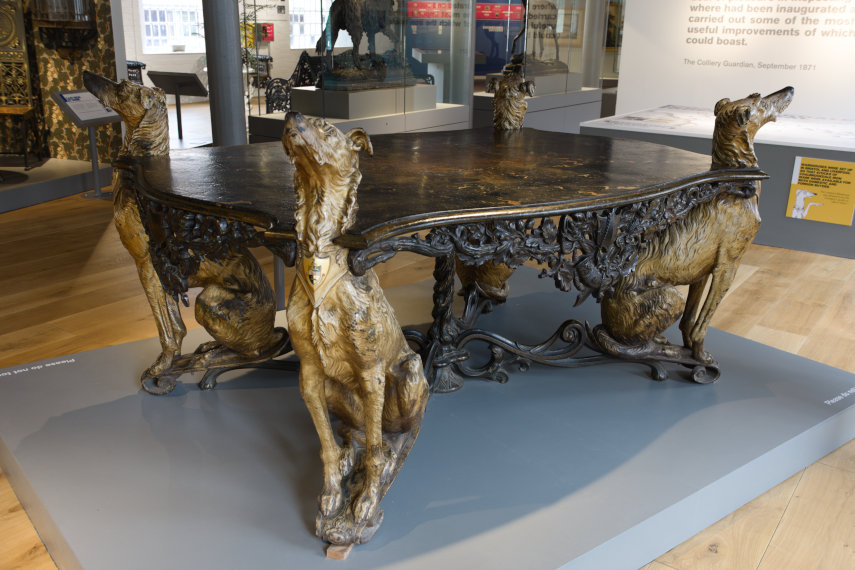 The Cast Iron Deerhound Table, Museum of Iron, Ironbridge, Shropshire, England, Great Britain