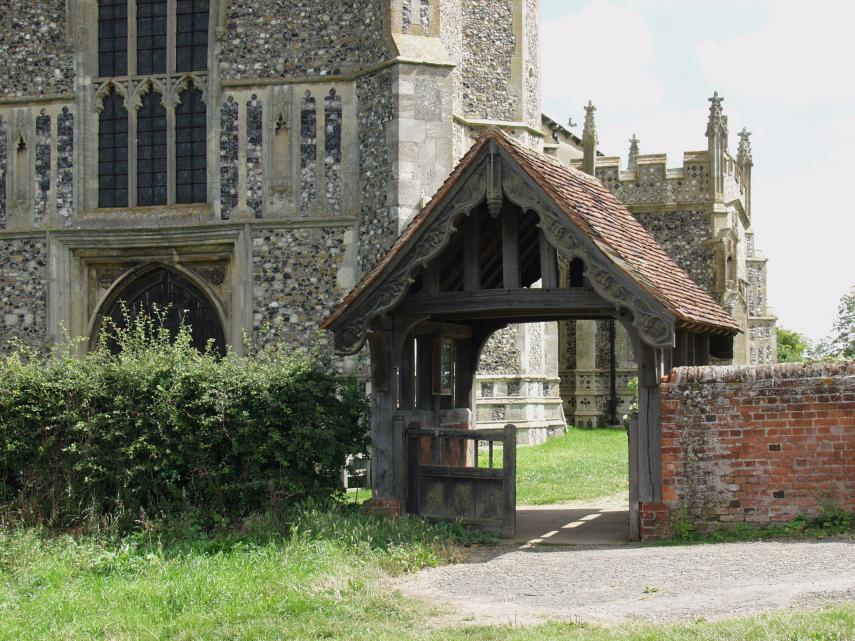 The Lych Gate, St. Mary's Church, Kersey, Suffolk, England, Great Britain