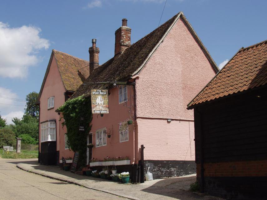 The 16th Century White Horse Inn, Kersey, Suffolk, England, Great Britain