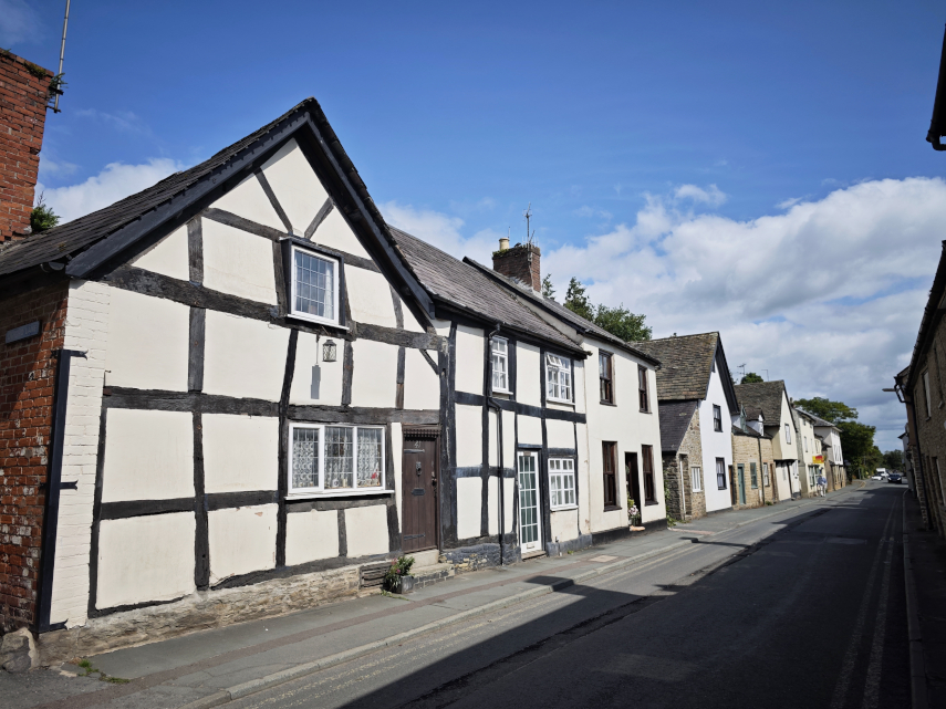 A timber-framed house in Duke Street, Kington, Herefordshire, England, Great Britain