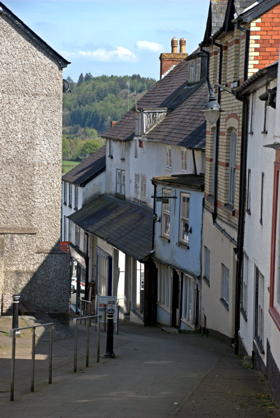 View of High Street, Knighton, Radnorshire, Wales