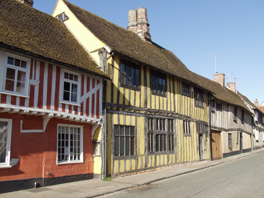 Timber-Framed Houses in Water Street, Lavenham, Suffolk, England, Great Britain