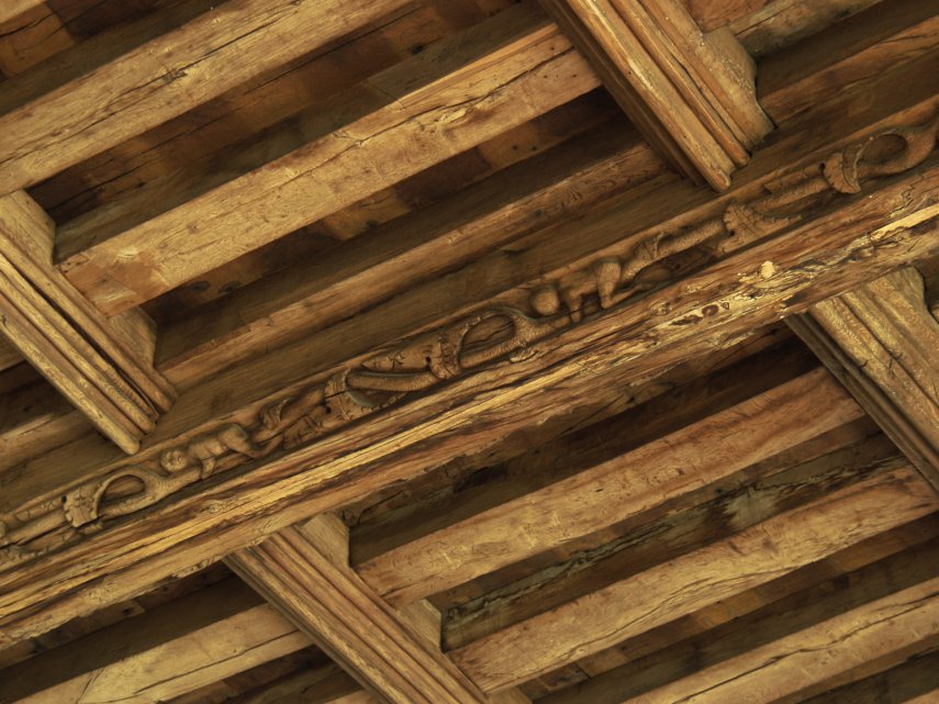 Carvings in the South Aisle, Church of St. Peter & St. Paul, Lavenham, Suffolk, England, Great Britain