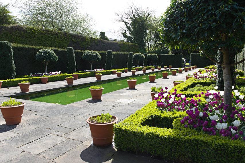 The Dutch Garden, Hampton Court Castle, Leominster, Herefordshire, England, Great Britain