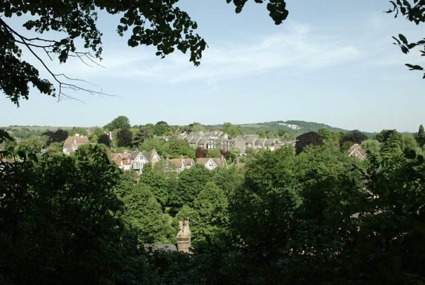 Lewes from Castle Hill, Sussex, England, Great Britain