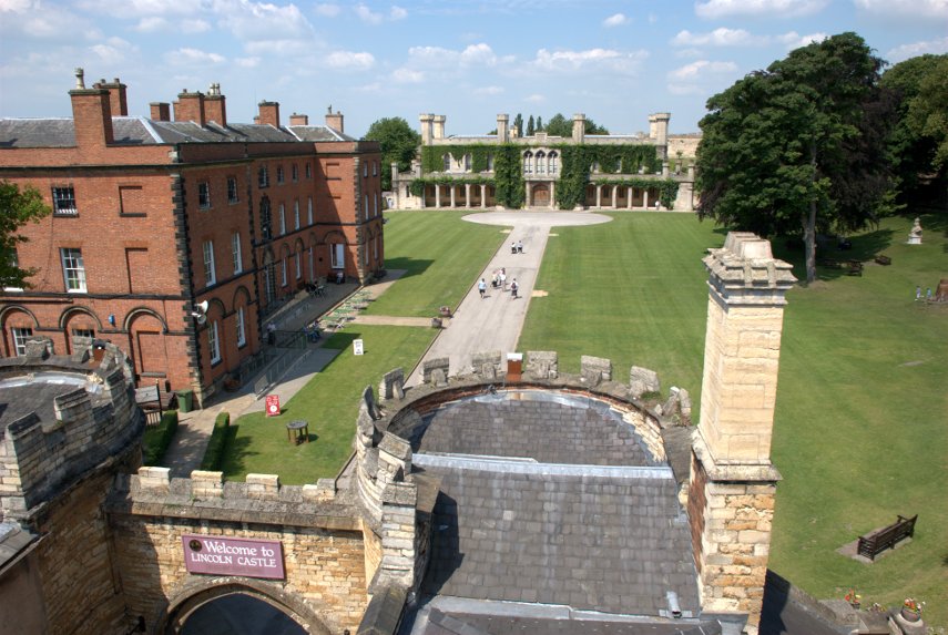 The view from the East Gate, Lincoln Castle, Lincoln, Lincolnshire, England, Great Britain