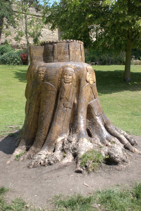 A Carved Tree Stump, Lincoln Castle, Lincoln, Lincolnshire, England, Great Britain