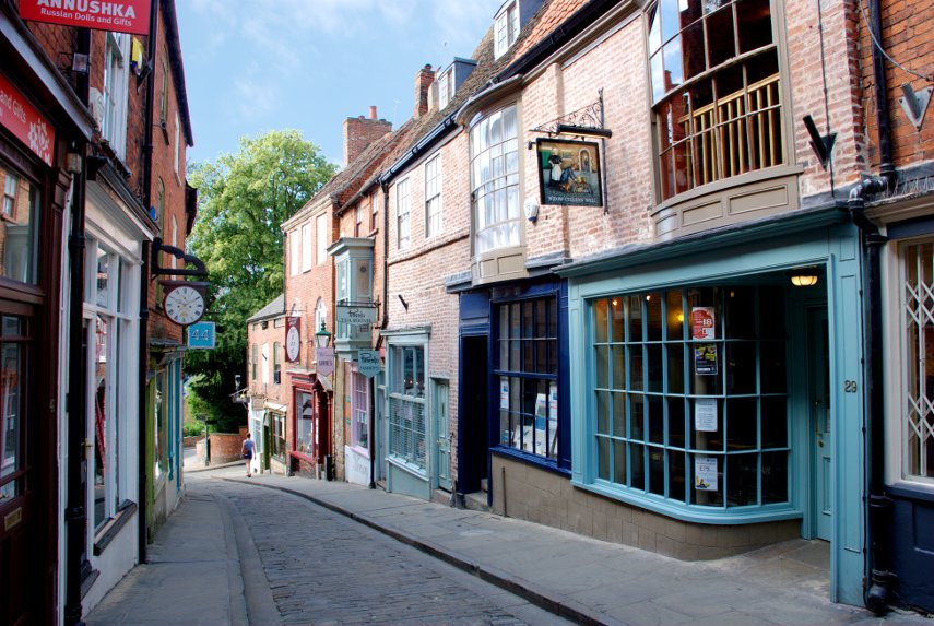 The top part of Steep Hill, Lincoln, Lincolnshire, England