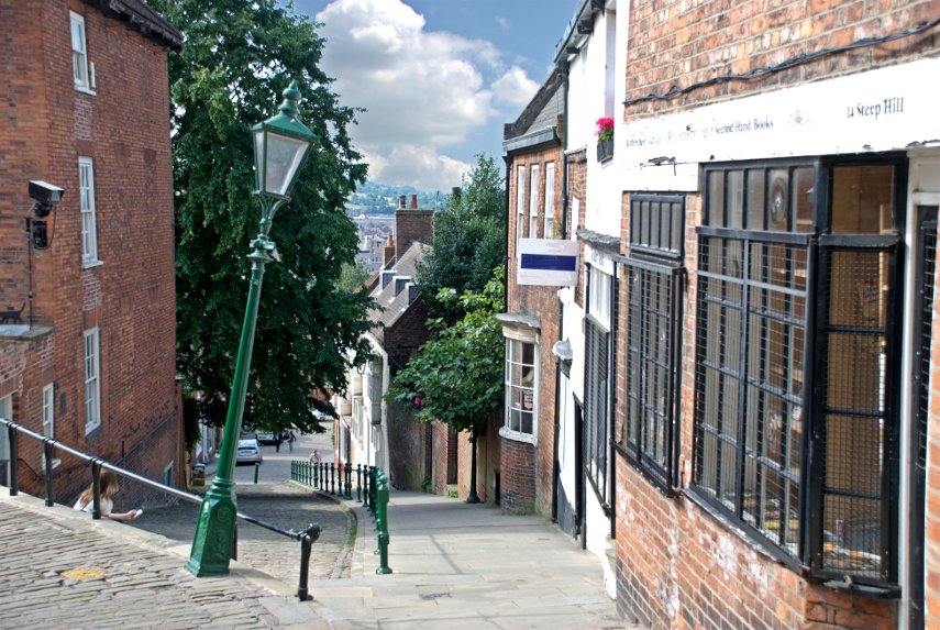 View of the lower section of Steep Hill, Lincoln, Lincolnshire, England