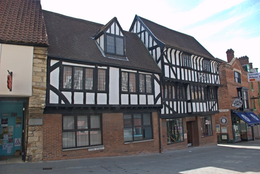Two Timber-Framed Buildings, High Street, Lincoln, Lincolnshire, England, Great Britain