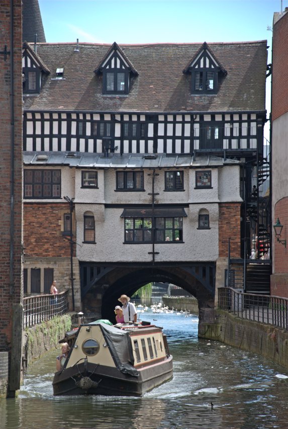 High Bridge from the river, Lincoln, Lincolnshire, England, Great Britain