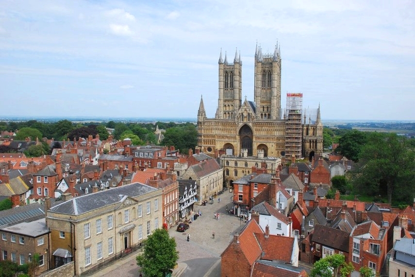 The view from Observatory Tower, Lincoln Castle, Lincoln, Lincolnshire, England, Great Britain
