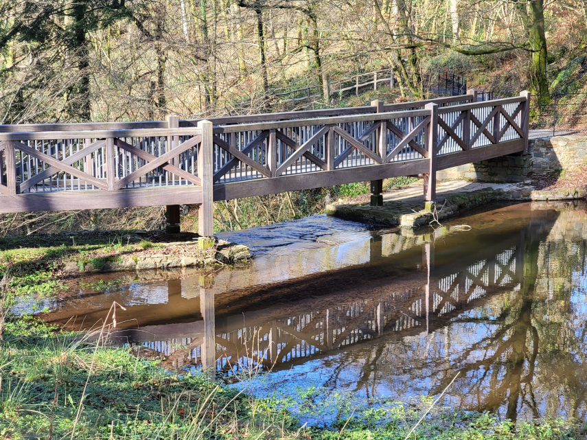 The Bridge across the top of the Waterfall, National Botanic Gardens of Wales, Llanarthne, Carmarthenshire
