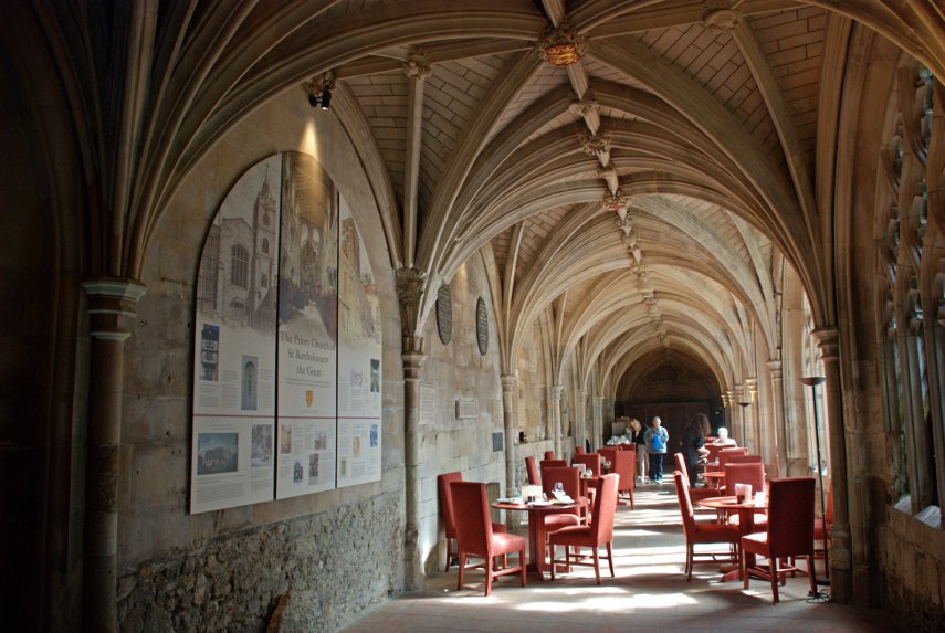 The Cloisters Cafe, Church of St. Bartholomew the Great, Barbican, London, England, Great Britain