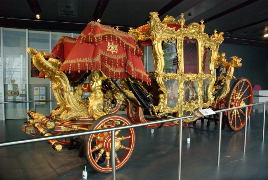 The Lord Mayors State Coach, Museum of London, Barbican, London, England, Great Britain