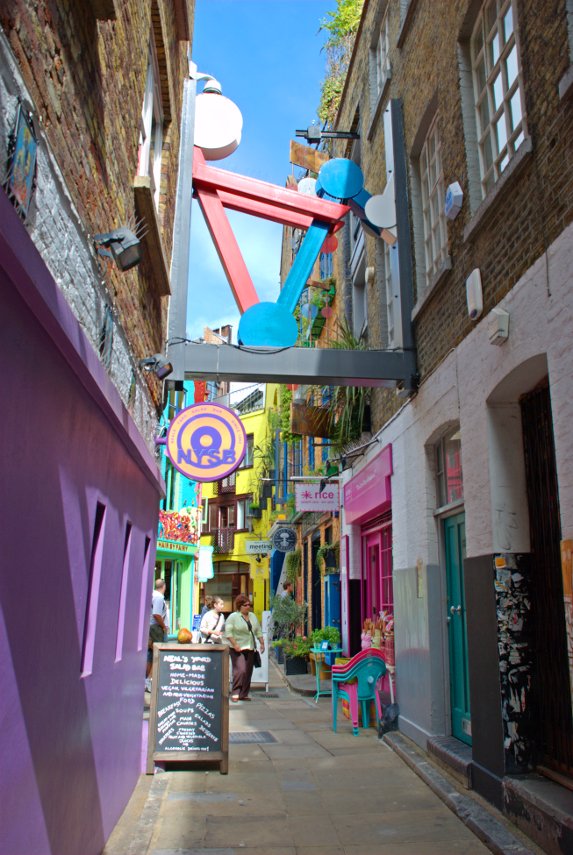 Scene showing Neal's Yard, Covent Garden, London, England
