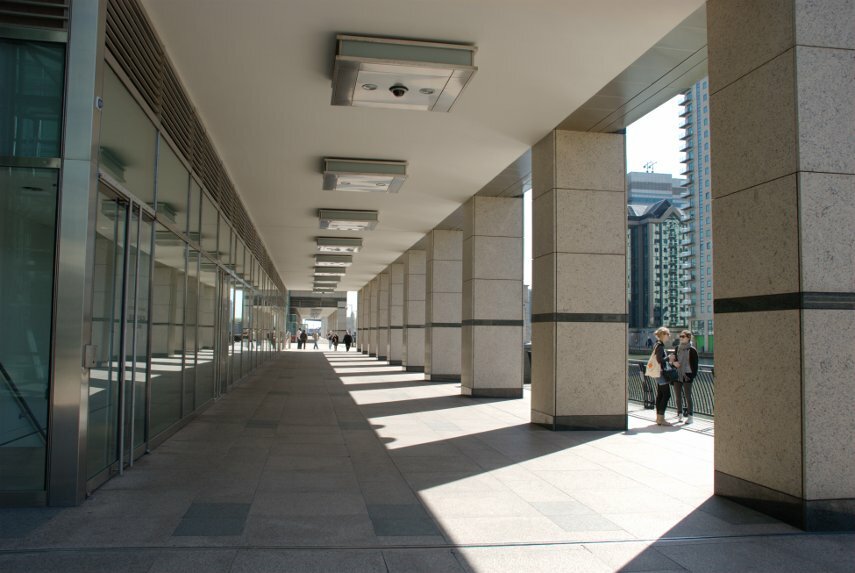 A Dockside Walkway, Heron Quays, Docklands, London, England, Great Britain