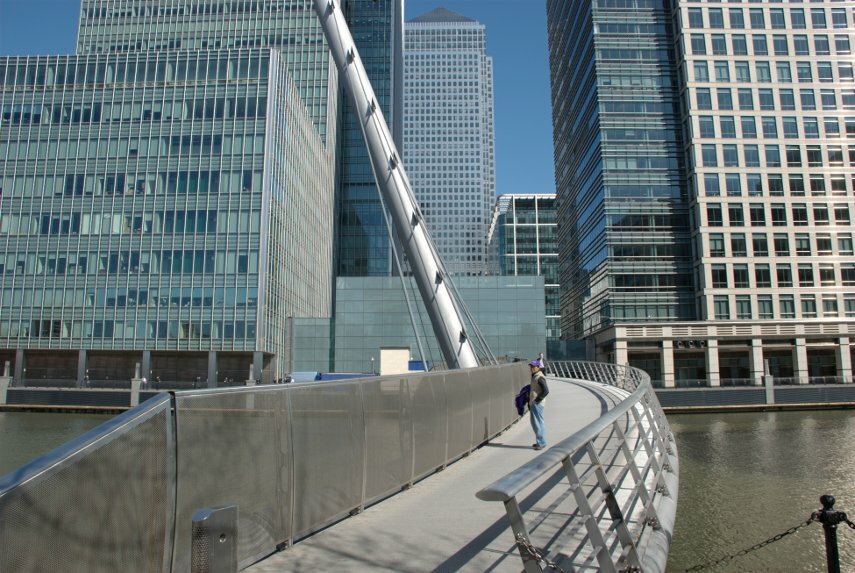 A Footbridge, Heron Quays, Docklands, London, England, Great Britain