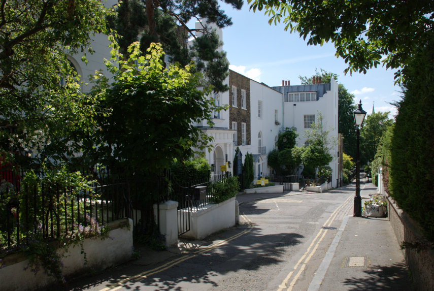 The upper part of Holly Walk, Hampstead, London, England, Great Britain