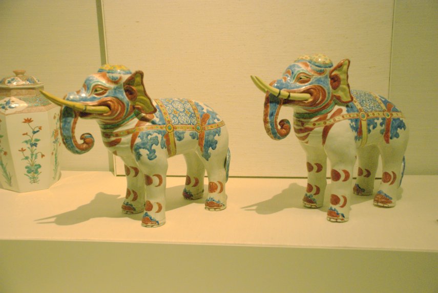 Japanese porcelain elephants, British Museum, Holborn, London, England, Great Britain