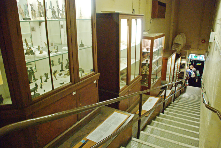 The Stair-well Gallery, Petrie Museum of Egyptian Archaeology, St. Pancras, London, England, Great Britain