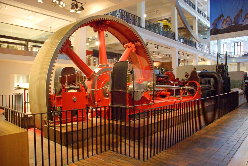 A steam engine from a textile mill, Science Museum, South Kensington, London, England, Great Britain