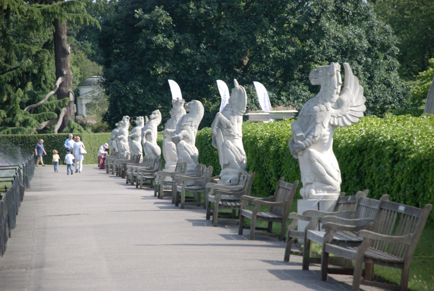 Statues by the Palm House, Kew Gardens, London, England, Great Britain