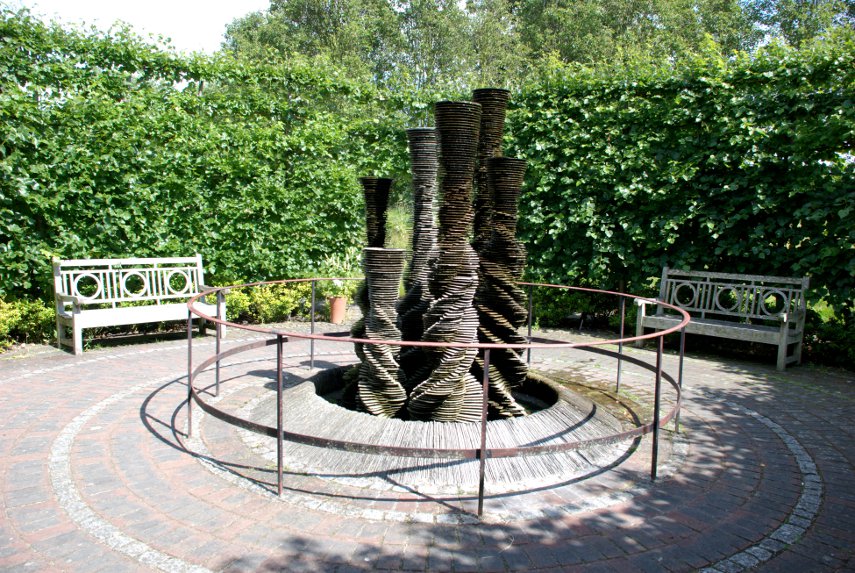The Spiralling Slate Feature, Secluded Garden, Kew Gardens, London, England, Great Britain