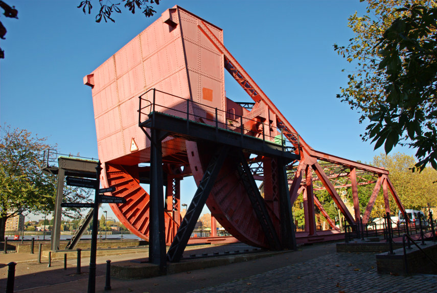 An Old Bascule Bridge, Rotherhithe, London, England, Great Britain