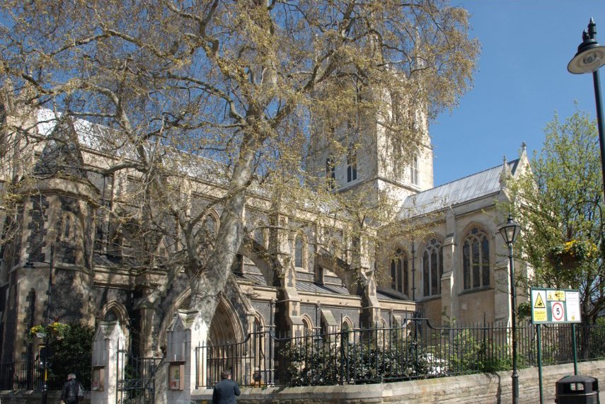 Scene showing Southwark Cathedral, London, England