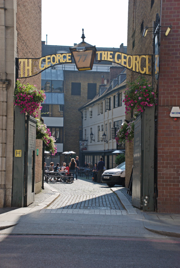 The entrance to the George Inn, Southwark, London, England, Great Britain