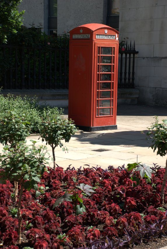 Typical telephone box, St. Pauls Cathedral, London, England, Great Britain