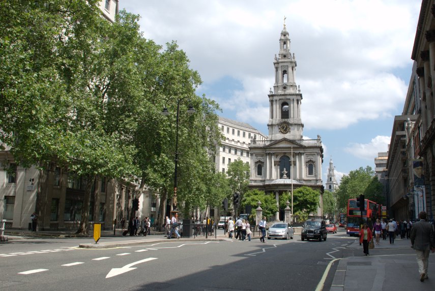 The Strand at St. Mary-le-Strand Church, London, England, Great Britain