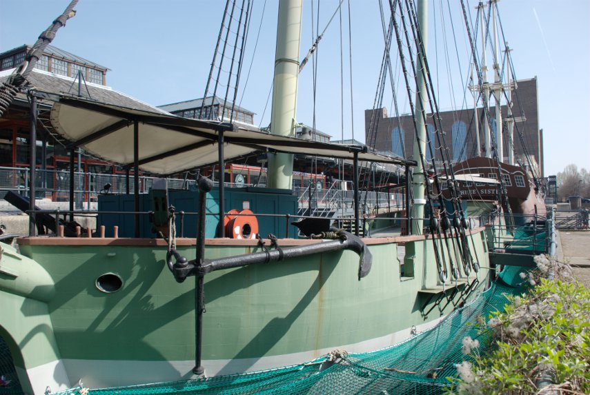 a replica sailing vessel, St. Catherine's Dock, Tower Hill, London, England